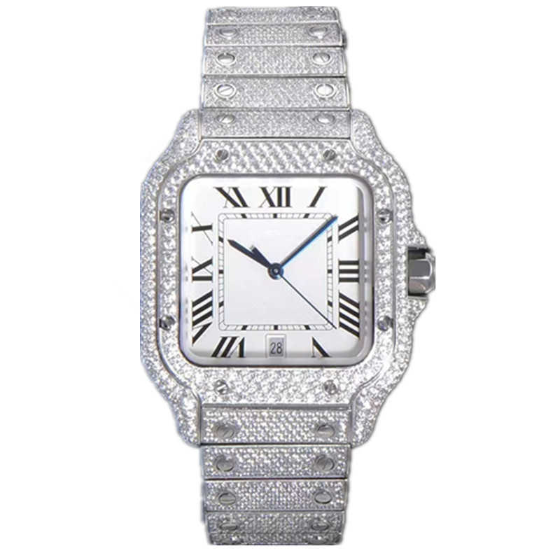腕時計D31 Luxury Mens Watch 4130 Movement Watch for Men 3255 Montre de Luxe Mosang Stone Iced1Gia Watch Diamond Watchs2980