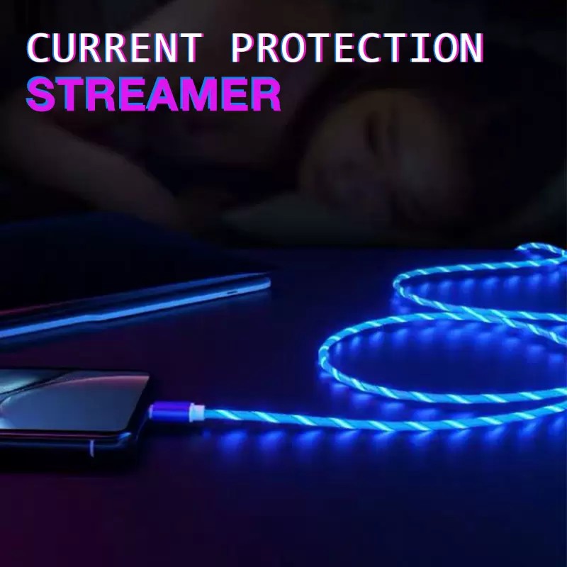 För Samsung Type C -kabel TPE -kablar Snabb laddningstrådsledning LED Glödande Lysande streamer Micro 2A S21 Ultra Huawei