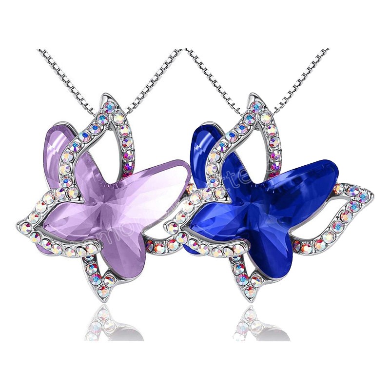 Coloré cristal papillon pendentif collier ras du cou pour les femmes Cocktail déclaration chaîne collier Bijoux Bijoux cadeaux