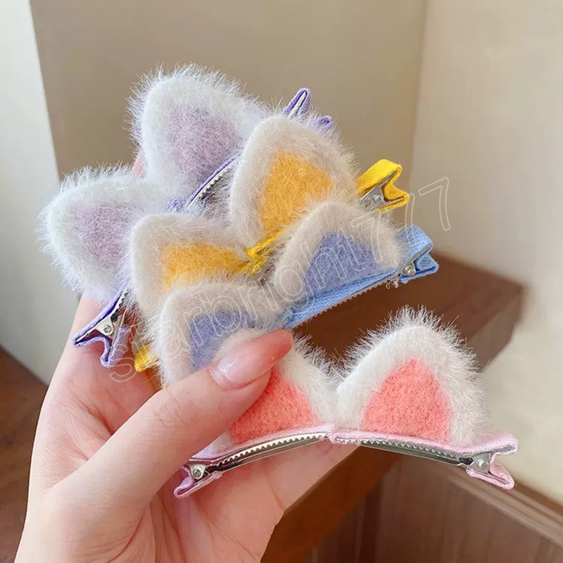 Mignon en peluche chat oreilles pinces à cheveux pour filles enfants beaux cheveux décorer épingles à cheveux Barrettes enfants doux cheveux accessoires