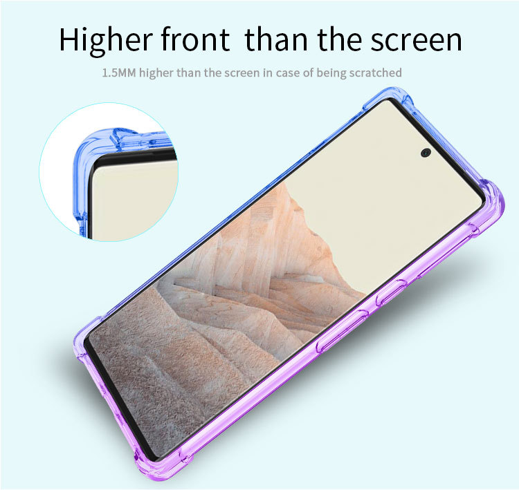 Airbag -telefonfodral för Google Pixel 7 6 6A 5A 5 4 Pro XL 5G Gradient Airbag stötsäker TPU Case Cover