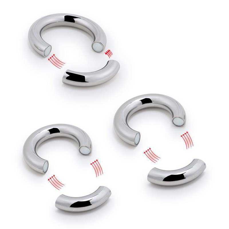 Itens de beleza Ímã de metal Penis Ring Lock Sperm Male Castity Adult Sexy Toys Crusher Scrotum Dick Stretcher Cockring For Men Delay Time Tool