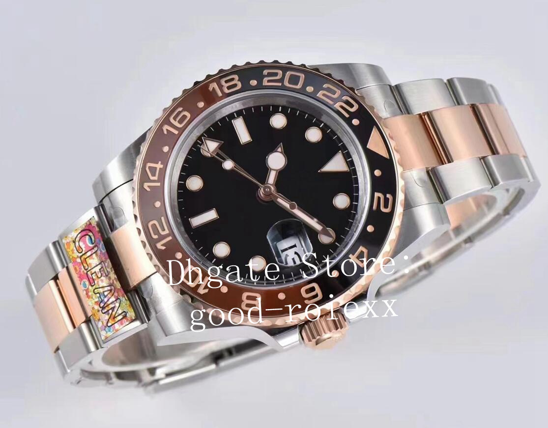 Zegarki dla mężczyzn zegarek Everose Brown Black Ceramic Bezel Automatyczny Cal 3186 Rose Gold 3285 Clean 904L stalowa bransoletka ETA298H