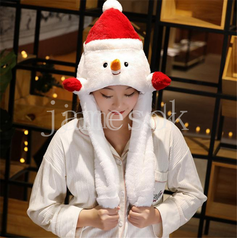 Chapeau de décorations de Noël Chapeaux de fête de Noël Père Noël bonhomme de neige Elk peut déplacer les oreilles chapeau Casquettes de Noël de848