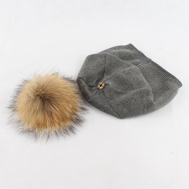 Inverno autunno pom pomtone cappello da cappello da donna a maglia lana berretto casual cappello da pellicce vera pellicce pompon wll1759
