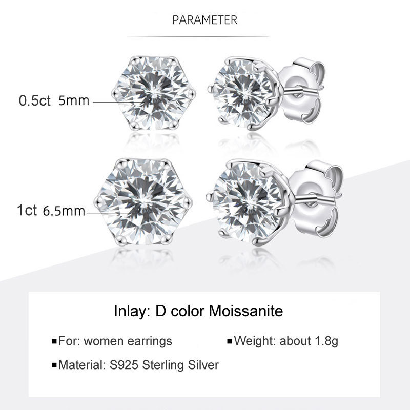 Stud COSYA Real 0.5-1 CaratColor Boucles d'oreilles en diamant pour femmes 925 Sterling Silver Fine Bijoux Cadeaux de fiançailles 2210203315613