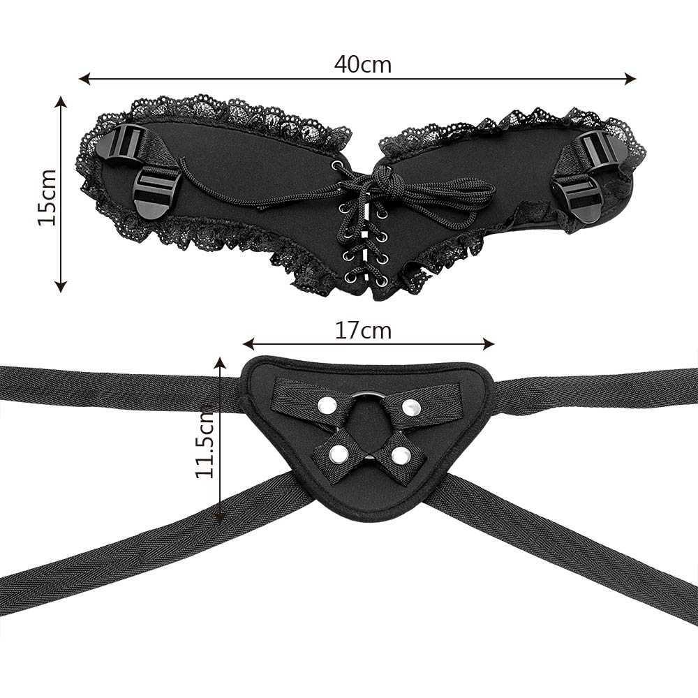 Beauty Items IKOKY Strap On Harness Wearable Penis Bondage Dildos Lace Pants sexy Toys for Women Lesbian Female Masturbator