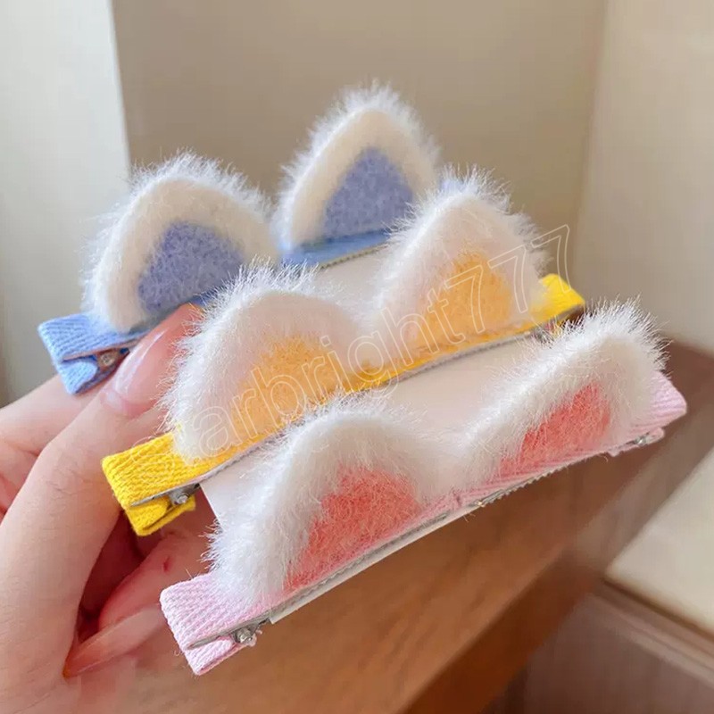 Mignon en peluche chat oreilles pinces à cheveux pour filles enfants beaux cheveux décorer épingles à cheveux Barrettes enfants doux cheveux accessoires