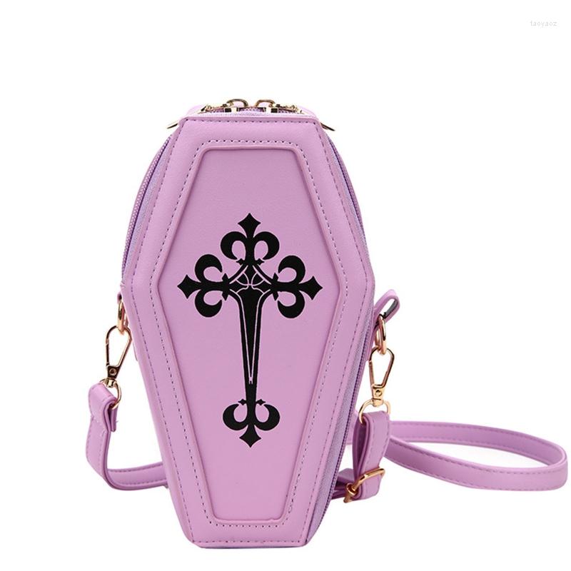 Sacchi da sera con spalla gotica retrò Halloween Halloween Cross Crossbody Coffin Shape Borse donne Girls Tema Party250f