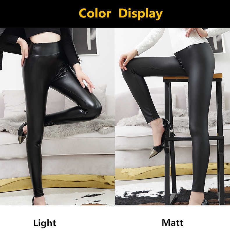 Leggings da donna Leggings in pelle a vita alta le donne Nero Opaco Leggero Sottile Spessore Fitness PU Leggings Sexy Push Up Slim Pantaloni pantaloni donna T221020