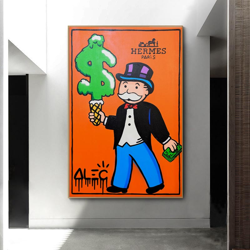 Alec Monopoly Graffiti Kunst Geld Leinwand Malerei und Drucke Wandkunst Bild für Wohnzimmer Home Dekoration Cuadro