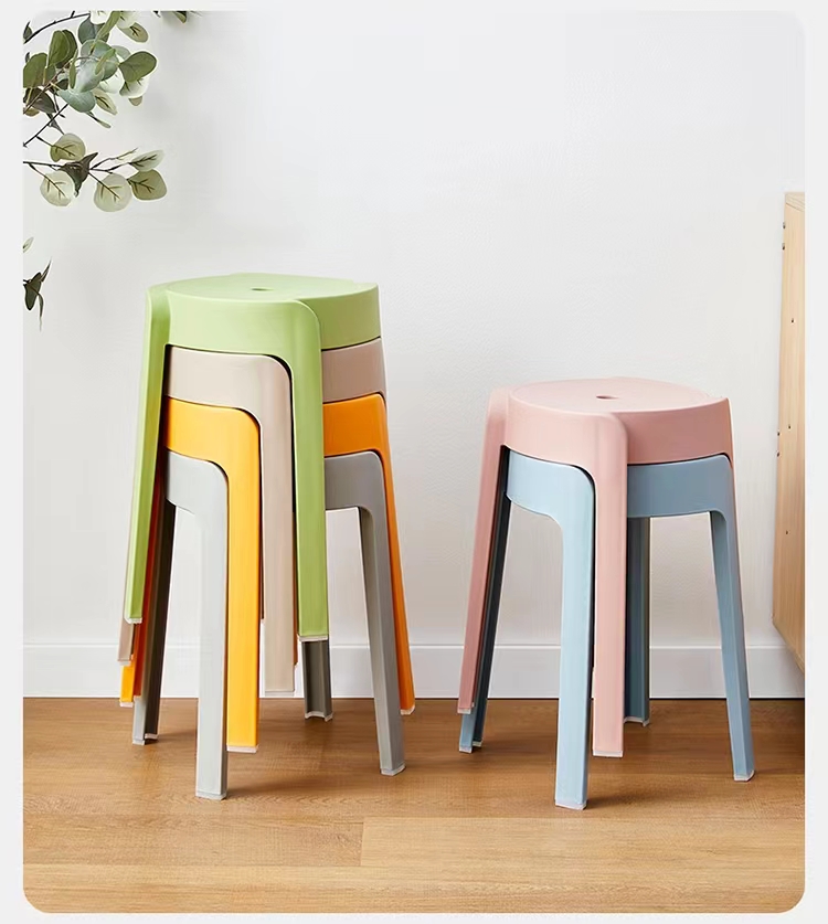 Plastic stool Other Furniture Household thickened round stool Modern simple dining table Stackable