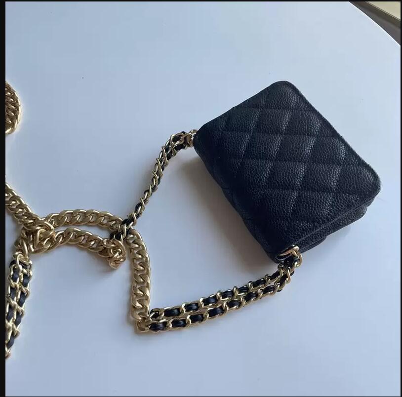 2022 Women Fashion Classic Premium Brand evening bags mini shoulder bag Lychee Leather Black Gold Bag