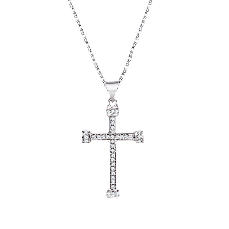 24k Gold Diamond Jesus Cross Necklace Pendant Crystal Row Necklaces Women Men Fashion Jewelry