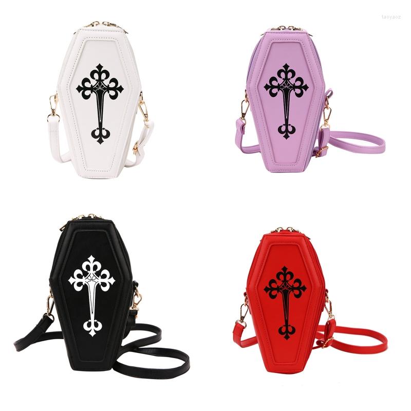 Sacchi da sera con spalla gotica retrò Halloween Halloween Cross Crossbody Coffin Shape Borse donne Girls Tema Party250f