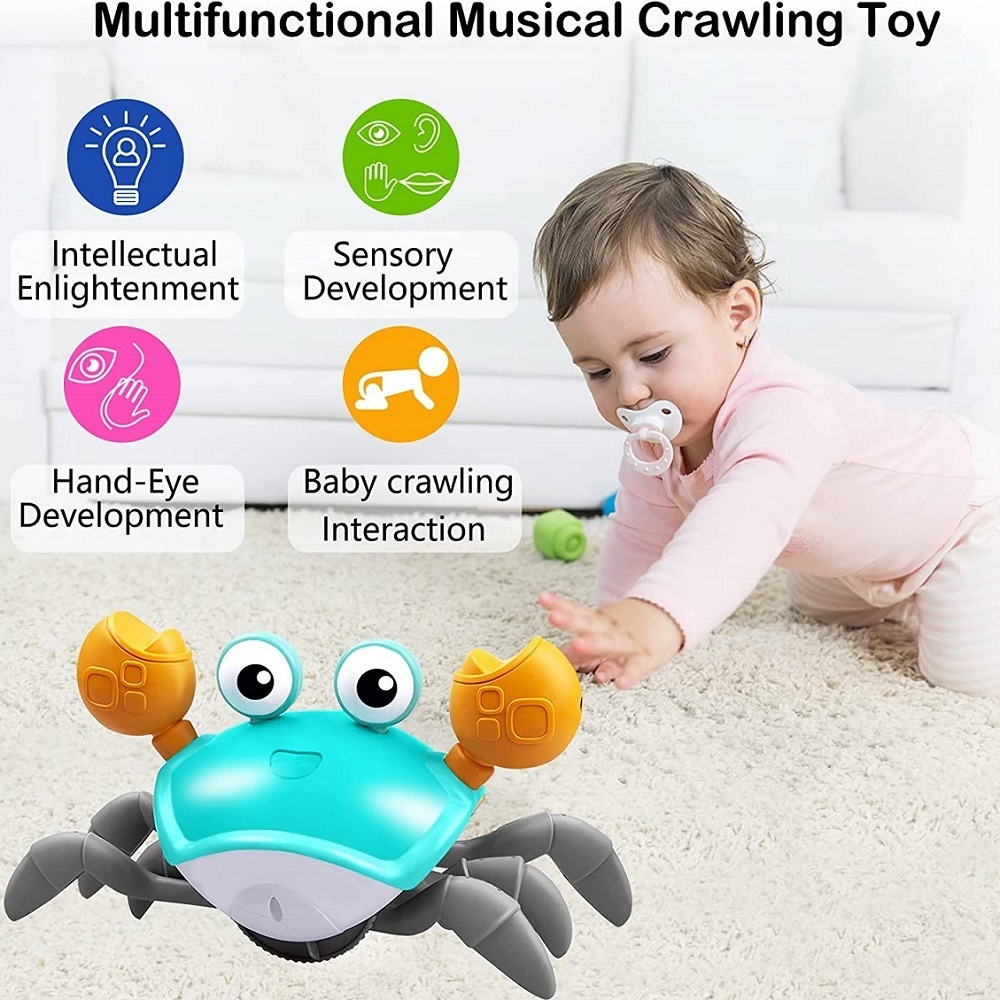 Electronic Pets Baby Crab Walking Crab for Babies Indukcja Escape Octopus Crawing z muzyką oświetlenie JHOE Drop 2210216691330