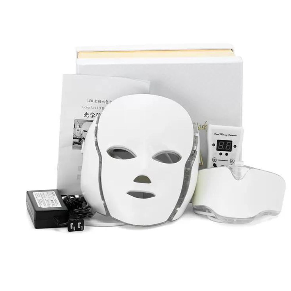 7 Färg LED -ljusterapi ansikte skönhetsmaskin halsmask med mikroström för hudblekning hemanvändning