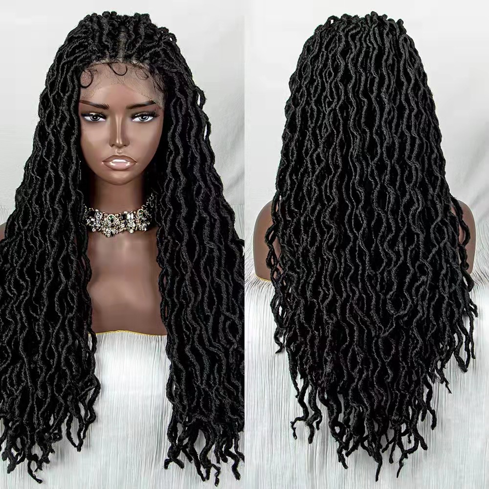 28 inch Natural Synthetic Dreadlocks Lace voorpruiken kant frontale vlechtkapsels pruik bz5