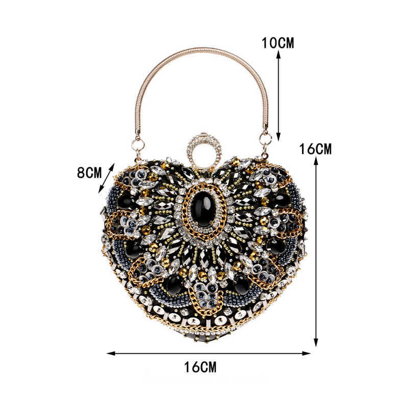 Clutch Bags Evening Small Beaded Purse Elegant Black Wedding Party Handbag Metal Chain Shoulder 221021