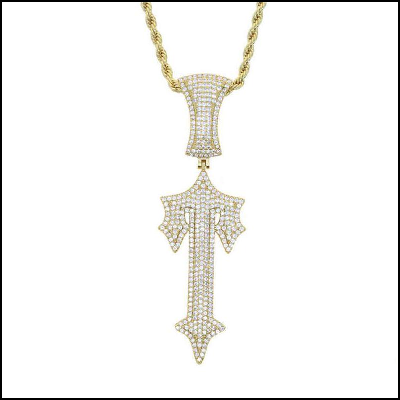 Hänghalsband Trapstar London Hip Hop Cross Pendant Inlaid Zircon Pop Rap Style bärbar tenniskedja Kuba Drop Delivery 2022 308D