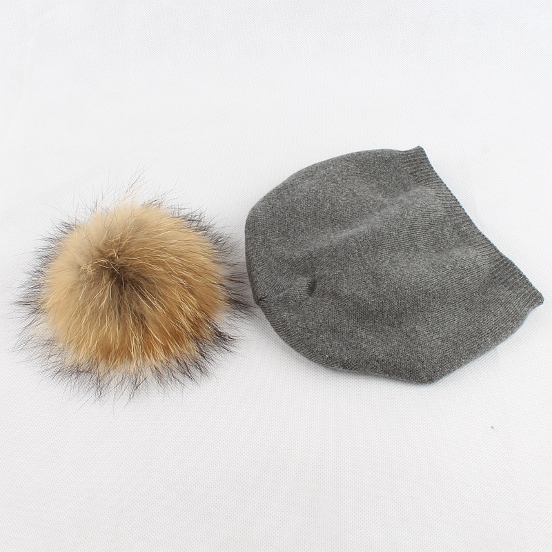 Inverno Autunno Pom Pom Berretti Cappello Donna Lana lavorata a maglia Skullies Berretto casual Vera pelliccia di procione Cappelli con pompon WLL1759