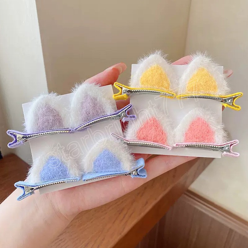 Mignon en peluche chat oreilles pinces à cheveux pour filles enfants beaux cheveux décorer épingles à cheveux Barrettes enfants doux cheveux accessoires