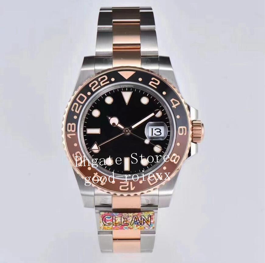 남성을위한 시계 Everose Brown Black Ceramic Bezel Men 's Automatic Cal 3186 Rose Gold 3285 Clean 904L 강철 팔찌 ETA298H