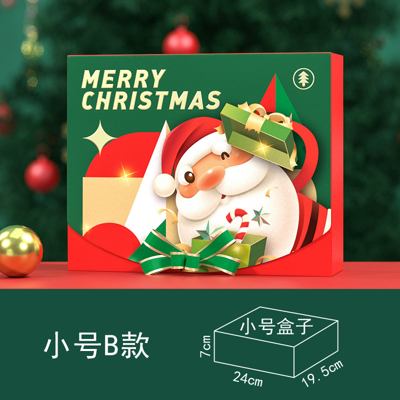 クリスマスイブビッグギフトボックスサンタクロースフェアリーデザインクラフトペーパーカード