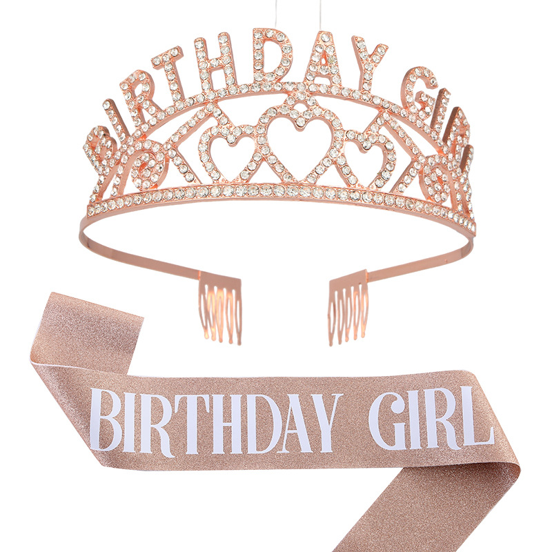 Europe and America Headbands New BIRTHDAY GIRL Birthday Crown Shoulder Belt Etiquette Party Headwear Hair Jewelry