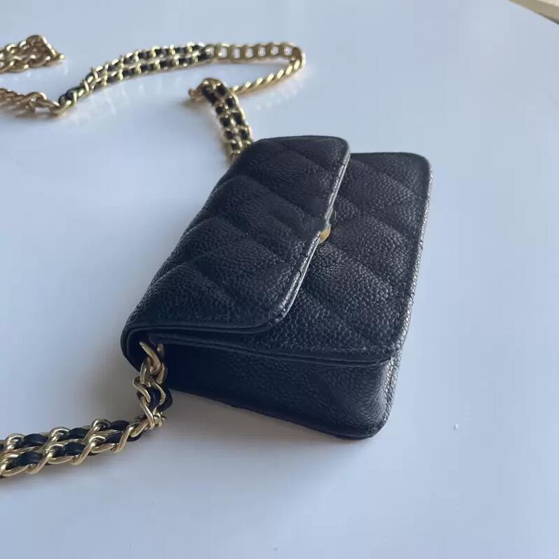 2022 Women Fashion Classic Premium Brand evening bags mini shoulder bag Lychee Leather Black Gold Bag