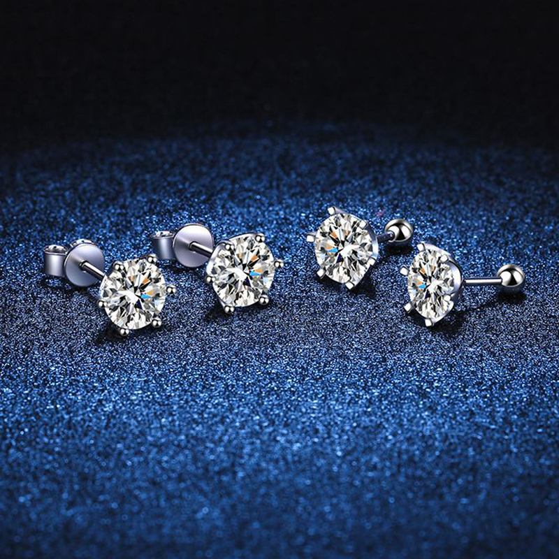 Stud COSYA 925 Sterling Silver 2ct D VVS1 6 Prong Diamond avec GRA Vis Boucles D'oreilles Pour Les Femmes De Mariage Fine Jewelry Gift 221020