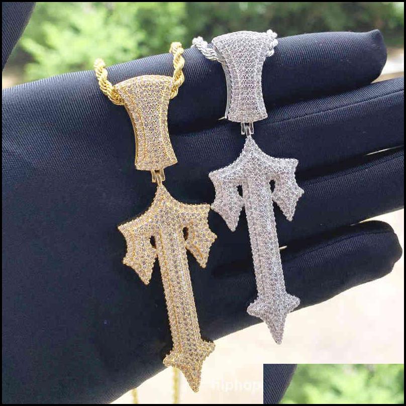 Hänghalsband Trapstar London Hip Hop Cross Pendant Inlaid Zircon Pop Rap Style bärbar tenniskedja Kuba Drop Delivery 2022 308D