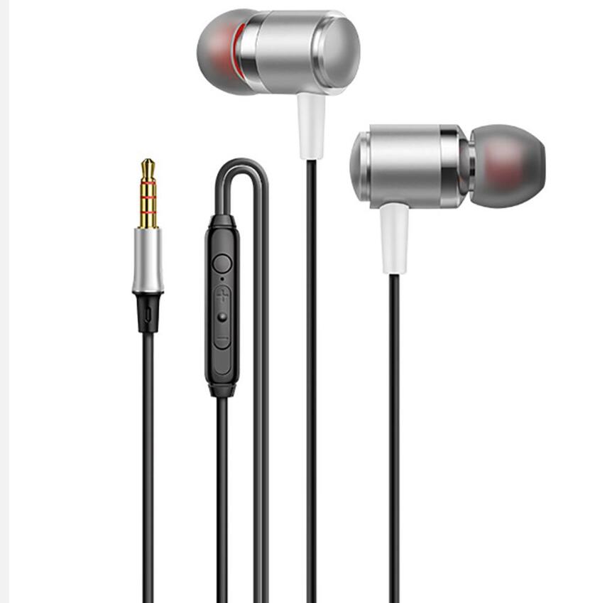 Auricolari da 3,5 mm In Ear Auricolari musica da basso Cuffie chiamate intelligenti controllate da filo con microfono Android V2