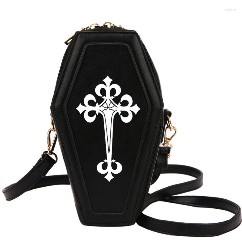 Sacchi da sera con spalla gotica retrò Halloween Halloween Cross Crossbody Coffin Shape Borse donne Girls Tema Party250f