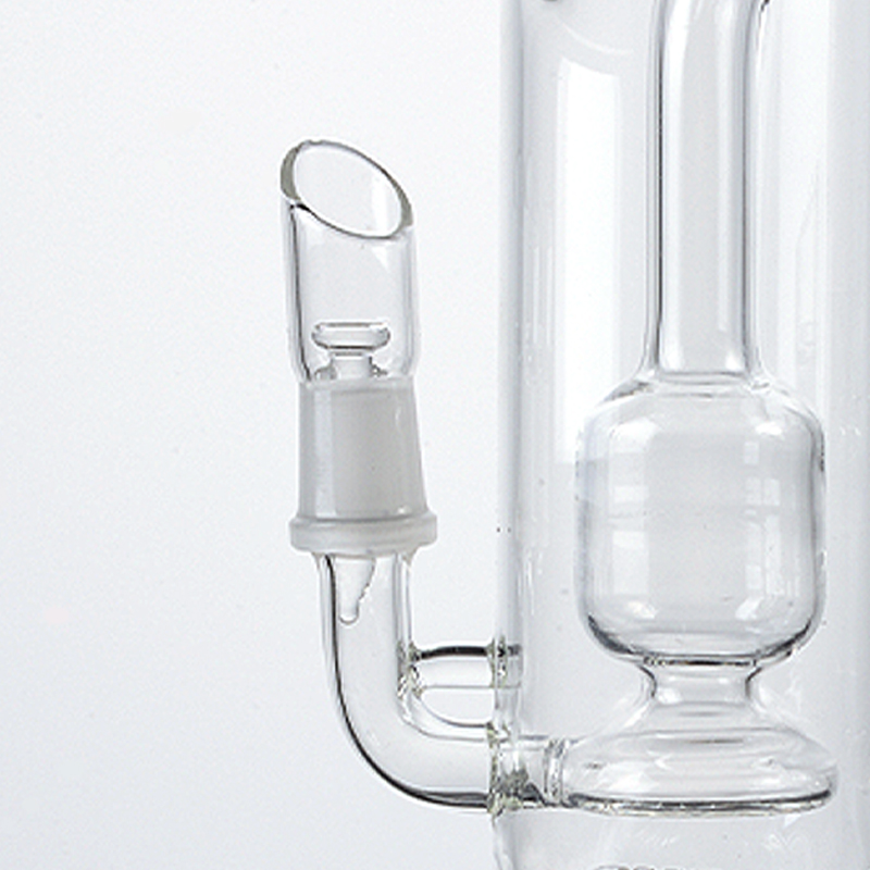 Glasbongs mit doppeltem Beiwagenhals, Inline-Perc-Wasserpfeifen, Spritzschutz für Kräuter und Konzentrate, Wasserpfeifen, 14,5 mm männlich-weibliches Gelenk, WP2285