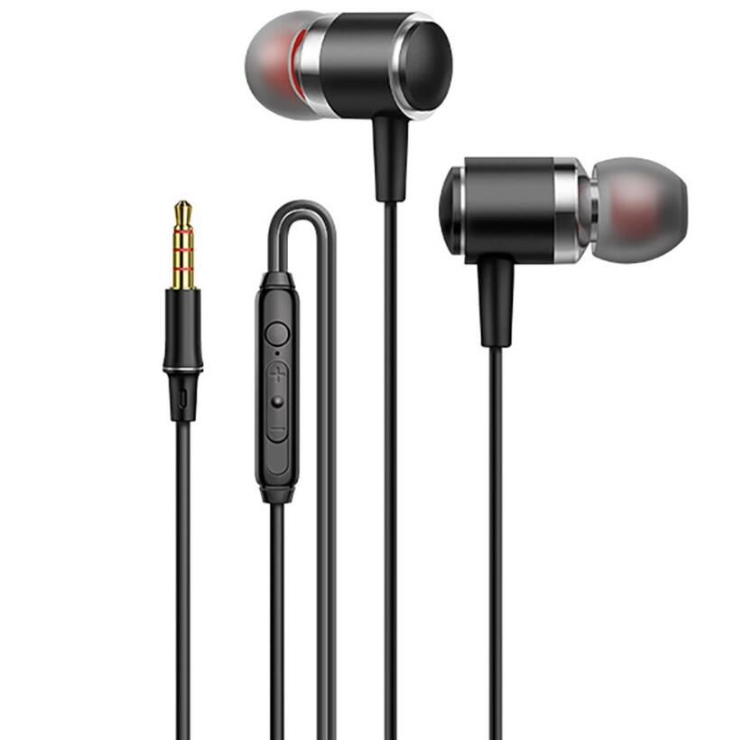 Auricolari da 3,5 mm In Ear Auricolari musica da basso Cuffie chiamate intelligenti controllate da filo con microfono Android V2