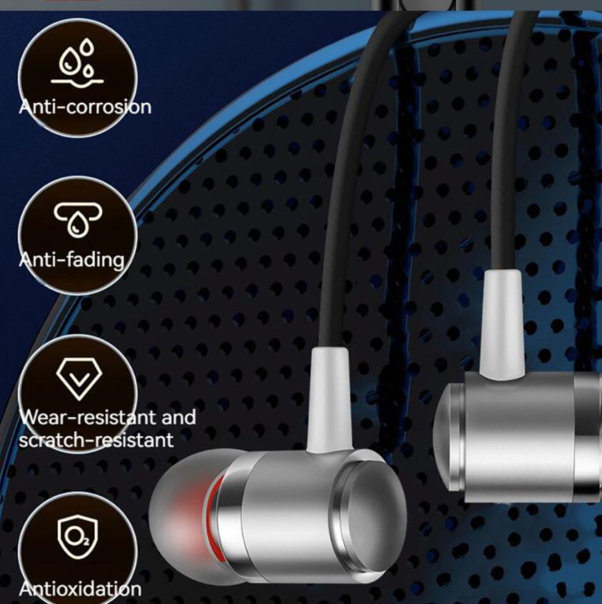 Auricolari da 3,5 mm In Ear Auricolari musica da basso Cuffie chiamate intelligenti controllate da filo con microfono Android V2