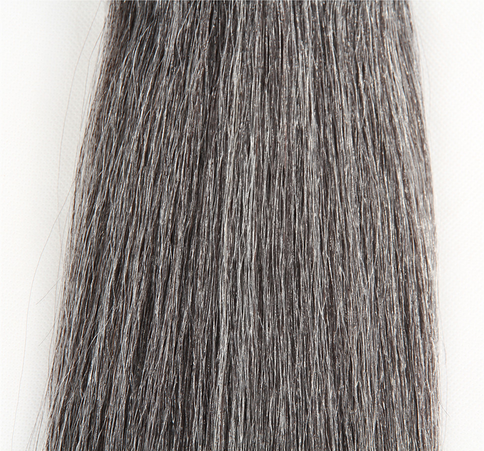 Extensions de cheveux humains de couleur noire gris argent couleur grise 44 faisceaux d'armure droite brésilienne Yaki salon 100 g/paquet