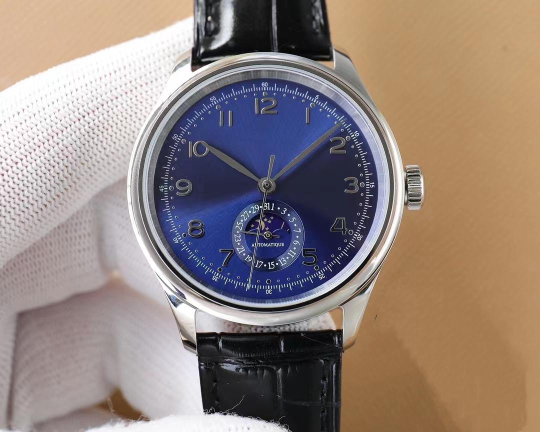 Montre mécanique masculine 40 mm rose or bleu littéral eta2824-2 Super mouvement entièrement automatique Fonction de phase lunaire Sapphire Miroir Nouvelles montres
