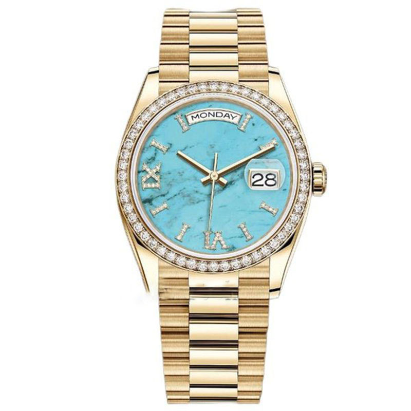 orologio con diamanti orologio da donna classico 41mm automatico doppio calendario daydate Orologi con fibbia pieghevole acciaio inossidabile 904L oro waterpro2859