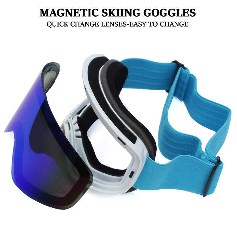 Skidglasögon Ski Goggles Goggs med magnetisk tvivellager Polariserad ns ing anti-dimma UV400 snowboard män kvinnor glasögon glasögon l l