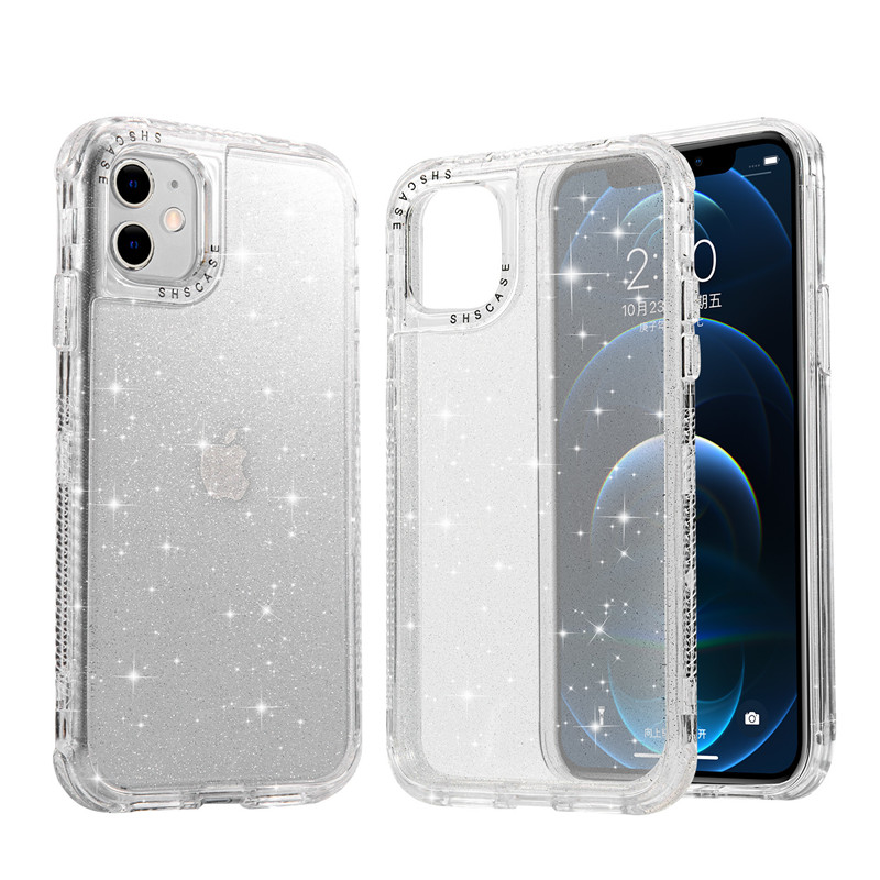 For Iphone 14 pro max Phone Cases Hybrid Armor Glitter Clear Rugged Sparkle Transparent shockproof protector back cover