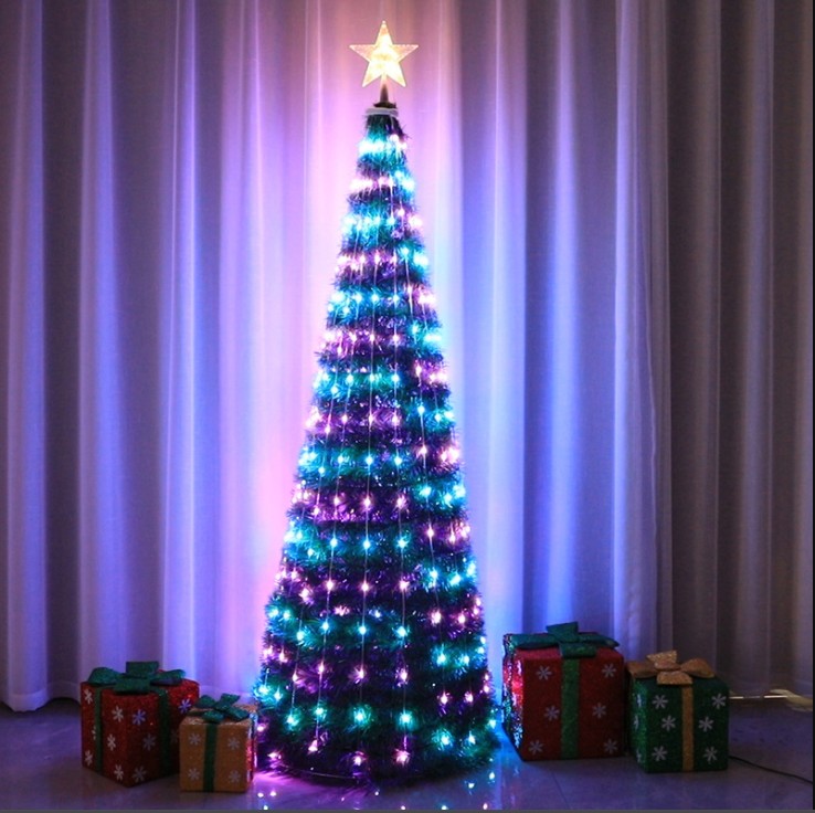 Стоковая светильник 1,2 м 1,5 м 1,8 млнм полноцветный красочный умный RGB искусственный адресабельный рождественская елка с рождественской лампой украшение лампы