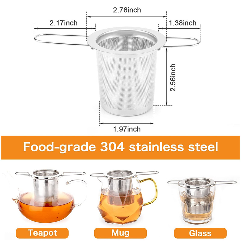 Mesh Tea Infuser Riutilizzabile Colino da tè Teiera Acciaio inossidabile Sfuso Foglia di tè Filtro Maniglia pieghevole Bicchieri Utensili da cucina LX5210