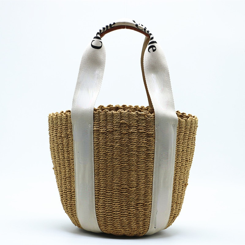 Sacs seau cylindriques tissés en paille pour femmes, sac à main de styliste avec impression de lettres, nouveau sac de voyage de plage d'été