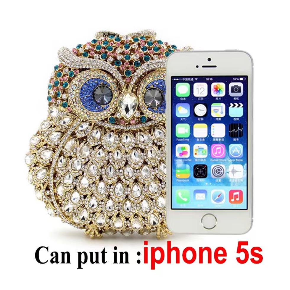 Owl Rhinestone Stranded Metal Crystal Dinner Bag Diamond Women's Handbag BL006