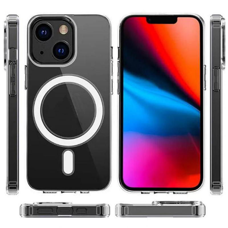 Magsoge Transparent Cases Magnetic Wireless Charging Case för iPhone 15 14 12 11 13 Pro Max Mini XR XS 7 8 Plus SE Back Cover