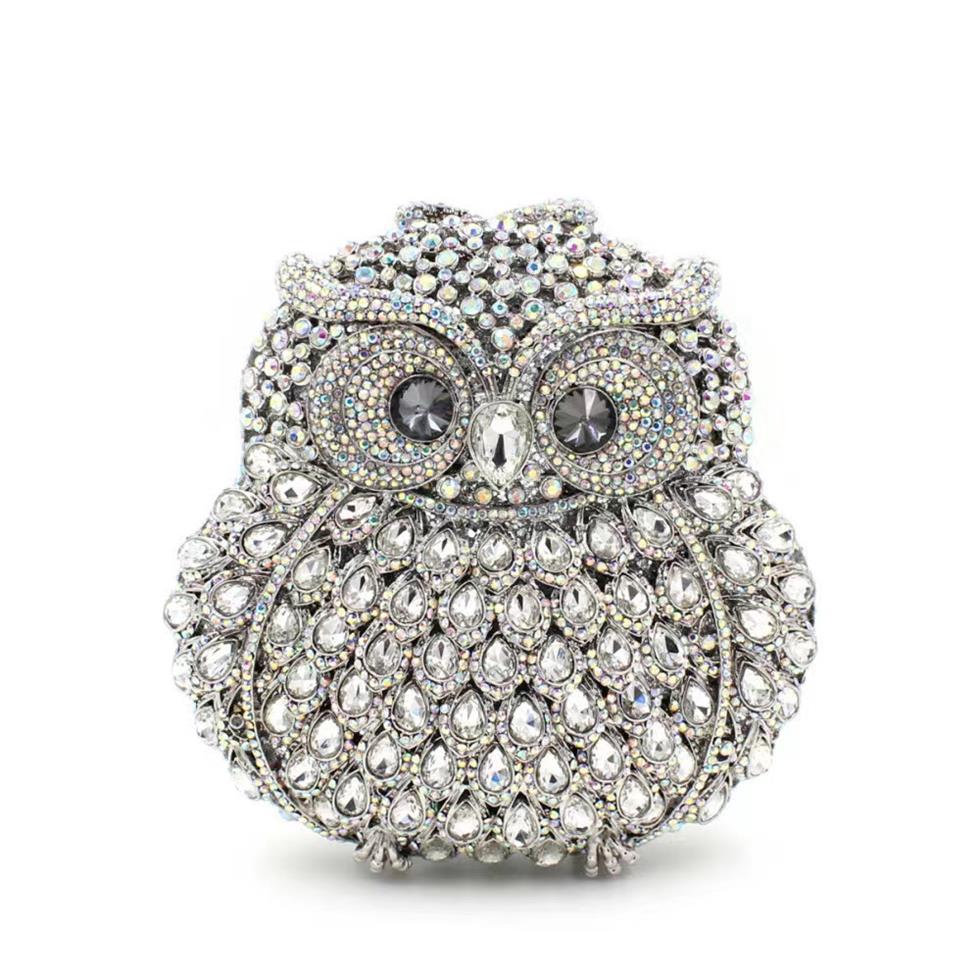 Owl Rhinestone Stranded Metal Crystal Dinner Bag Diamond Women's Handbag BL006