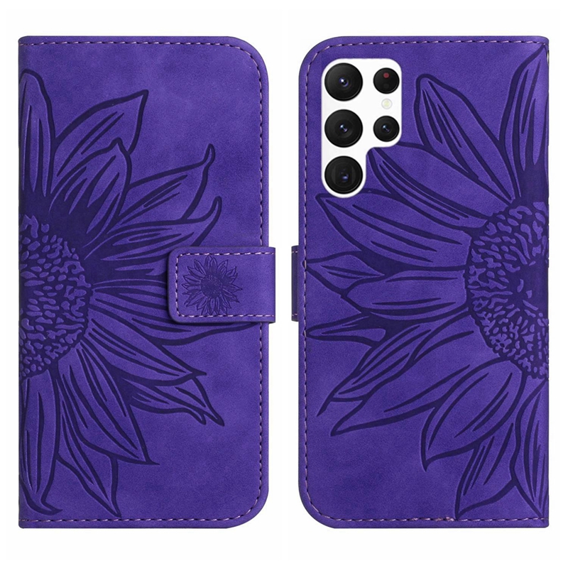 Sunflower Leather Wallet Cases For Samsung S22 Plus Note 20 Ultra S21 FE S20 A13 4G 5G A03 Core Flower Floral Fashion Credit ID Card Slot Holder Flip Cover Girl Book Purse