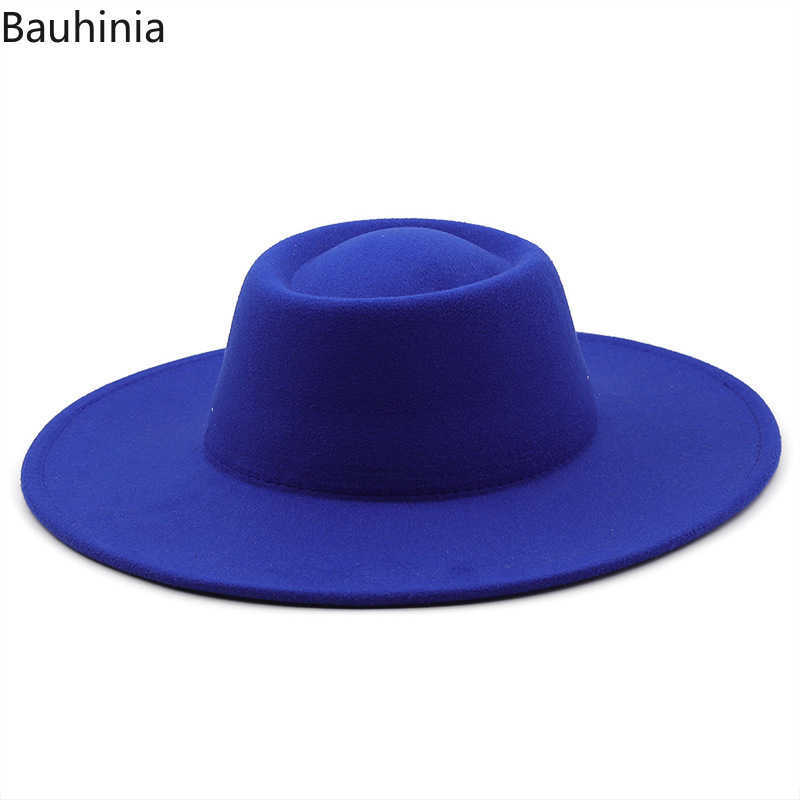 Chapéus largos de borda Bauhinia elegante sentiu fedora com faixa de fita étnica 9 5cm trilby derby broto de chapéu de casca de casamento y22210254n